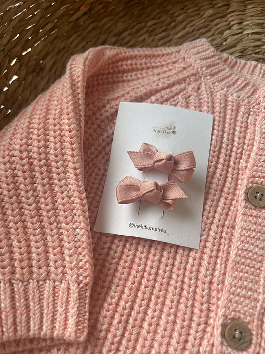 PETIT SILK RIBBON BOW SET - PINK