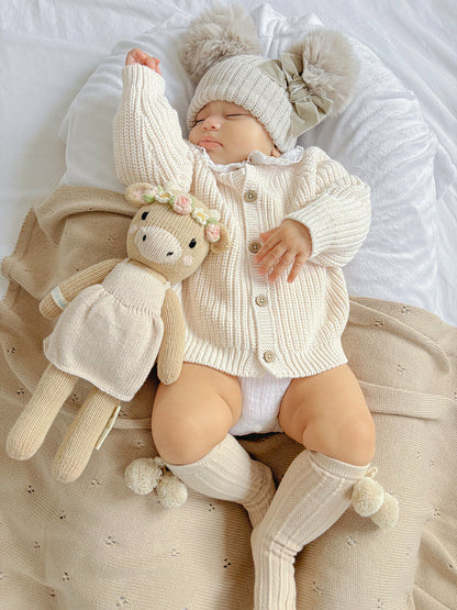 'Hello' Soft Knit Oatmeal Cardigan image 2