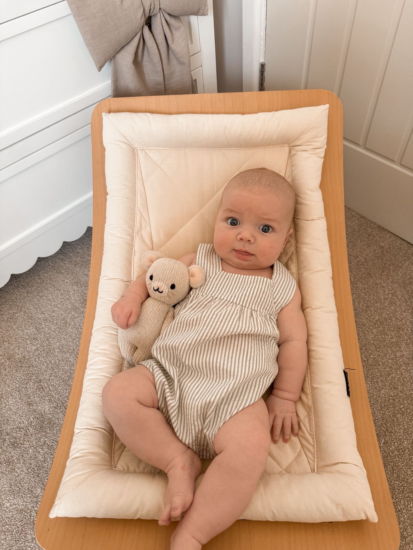 NEUTRAL STRIPE COTTON ROMPER - BLUE