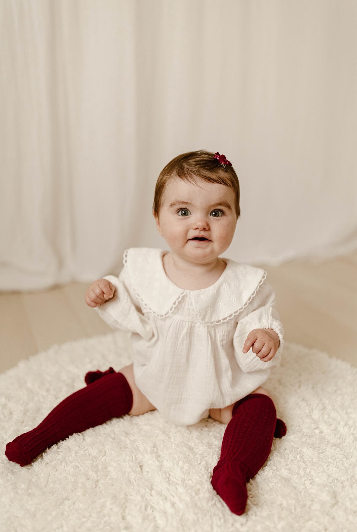 WHITE MUSLIN COTTON COLLARED ROMPER