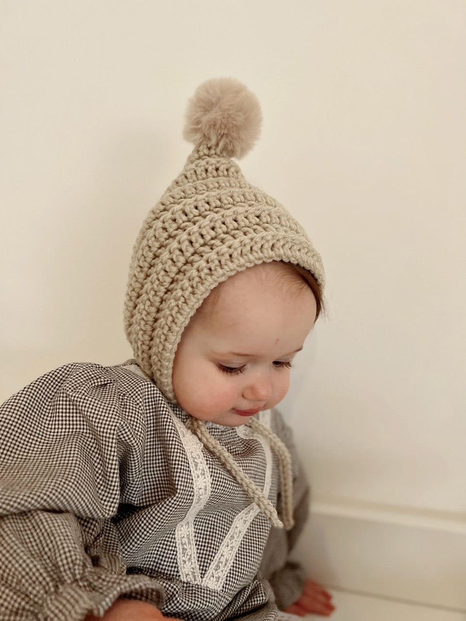 Elsie & Bert Crochet Pixie Bonnet - Parchment image 1