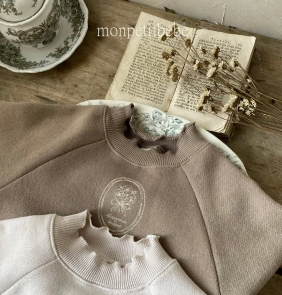 Monpetit Bebe Sweatshirt Floral Romper - Mocha image 3