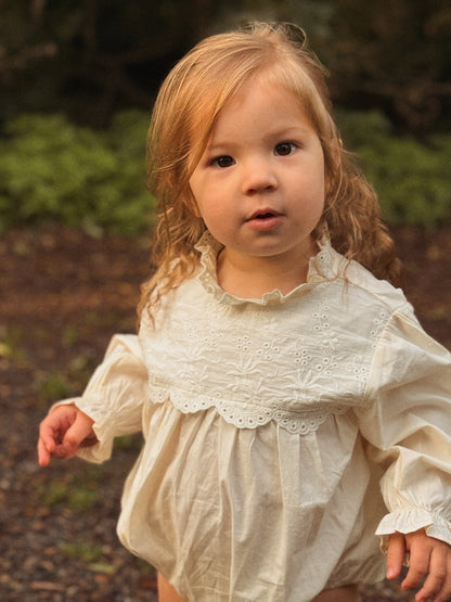 IVORY BRODERIE FRILL COTTON ROMPER