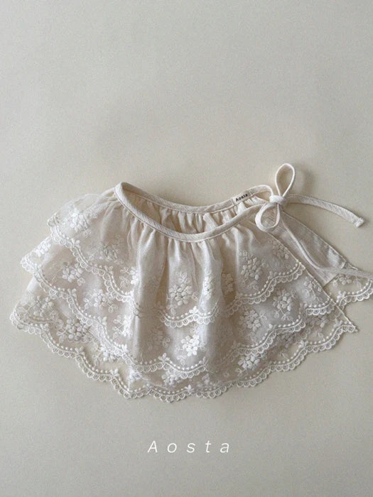 LACED EMBROIDERED COTTON SKIRT/CAPE