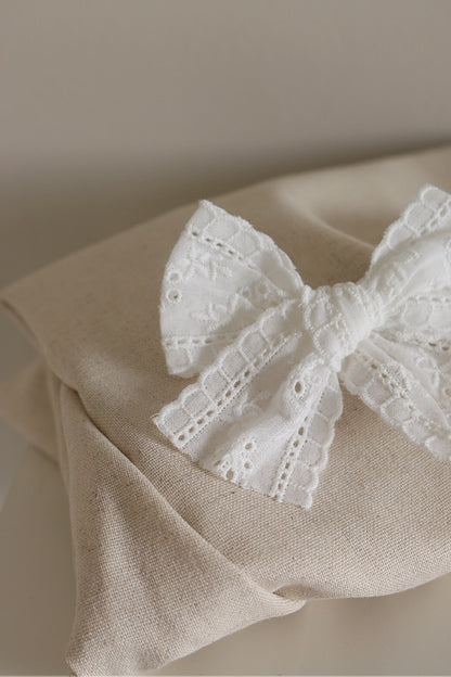 White Broderie Anglais Dainty Bow image 1