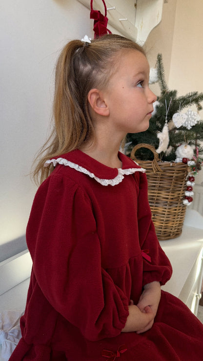 HOLLY BERRY FLEECE TIERED DRESS