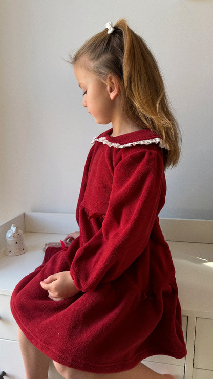 HOLLY BERRY FLEECE TIERED DRESS
