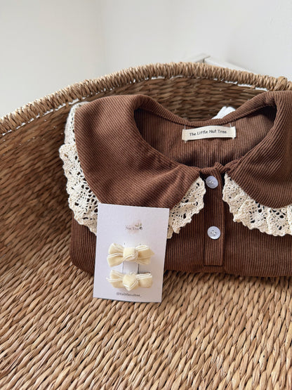 VELVET PETIT BOW SET - CREAM CUP