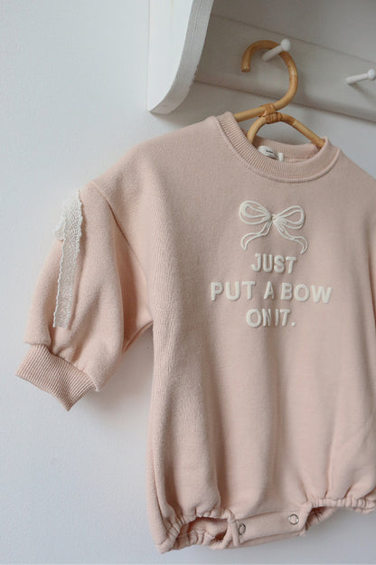 JERSEY BOW ROMPER - DUSKY PINK