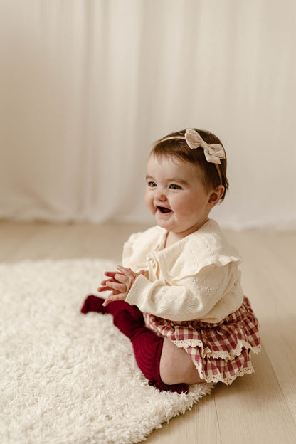 RED CREAM COTTON FRILLED BLOOMERS