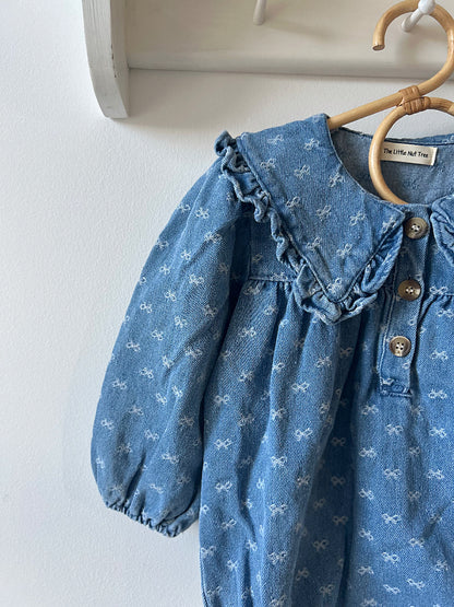 PRE-ORDER Denim Bow Collared Romper image 0