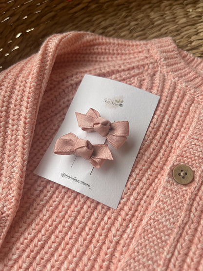PETIT SILK RIBBON BOW SET - PINK