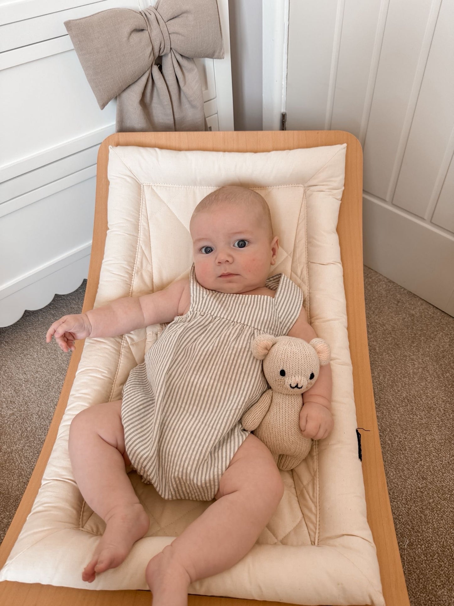 NEUTRAL STRIPE COTTON ROMPER - BLUE
