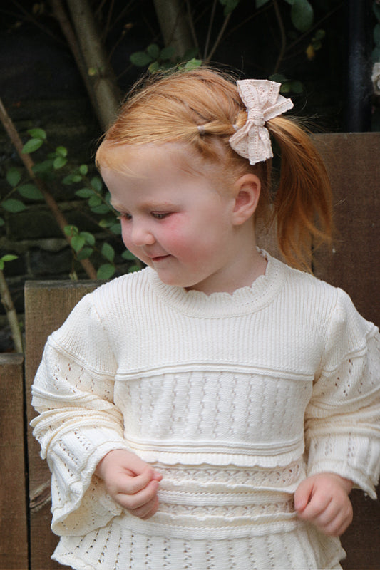BRODERIE COTTON BOW - APRICOT