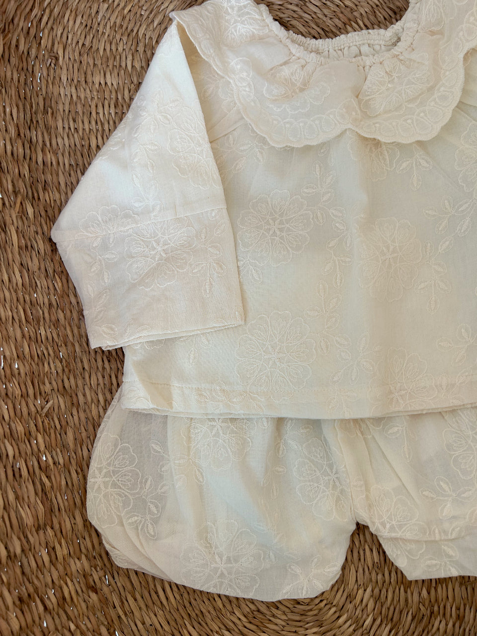 FLORAL BRODERIE COTTON BLOUSE & BLOOMER