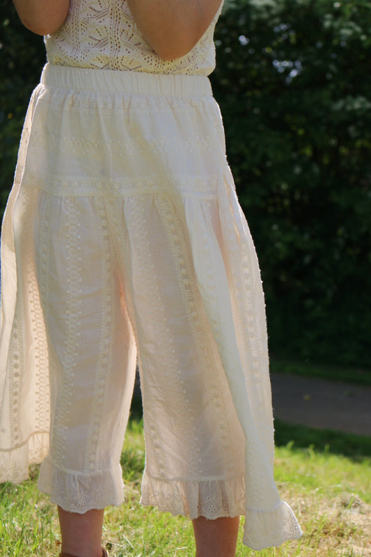 Ivory Wide Leg Broderie Culottes