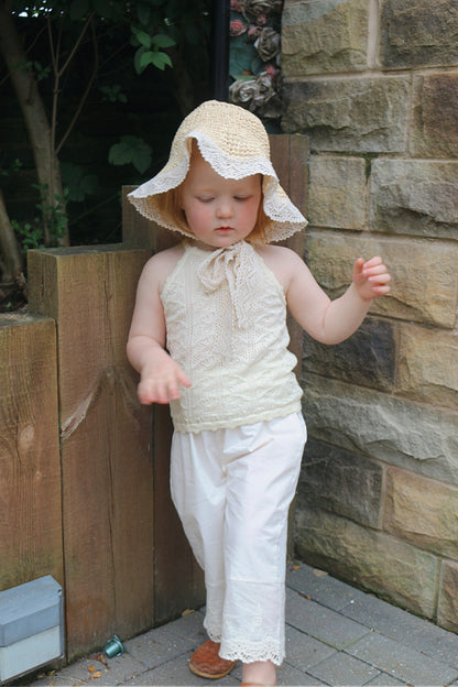 Cream Fine Knit Pointelle Strap Top image 7