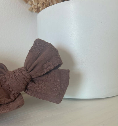 Chocolate Embroidery Pigtail Bows image 3