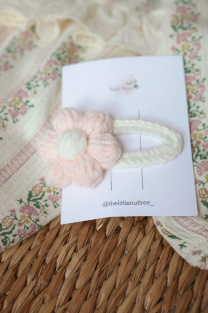 DAISY CROCHET SNAP CLIP - PINK