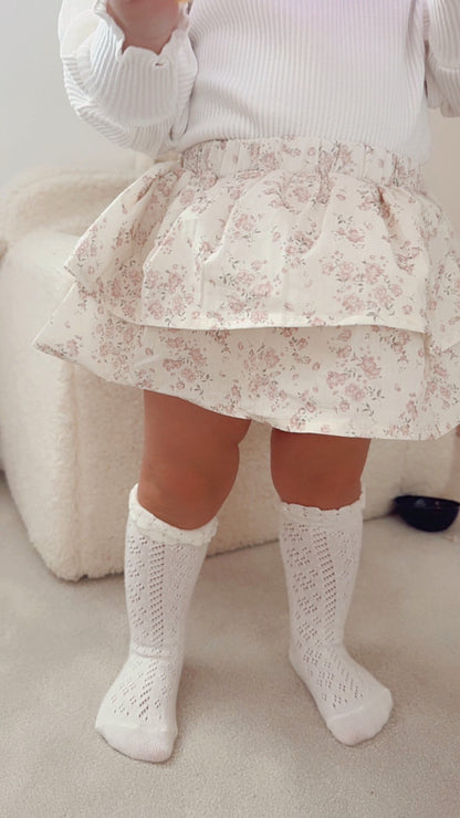 Ivory Openwork Ruffle Top Socks image 2