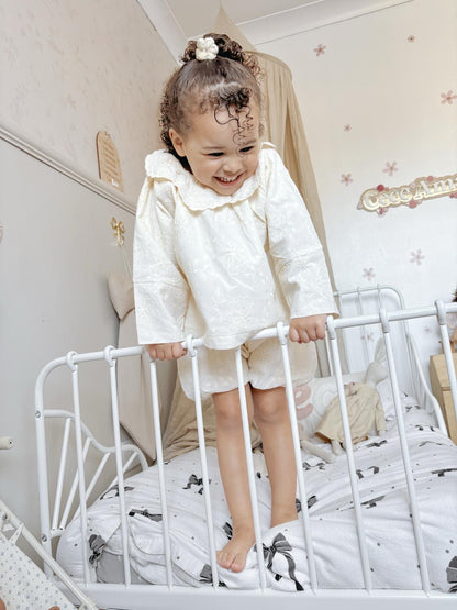 FLORAL BRODERIE COTTON BLOUSE & BLOOMER