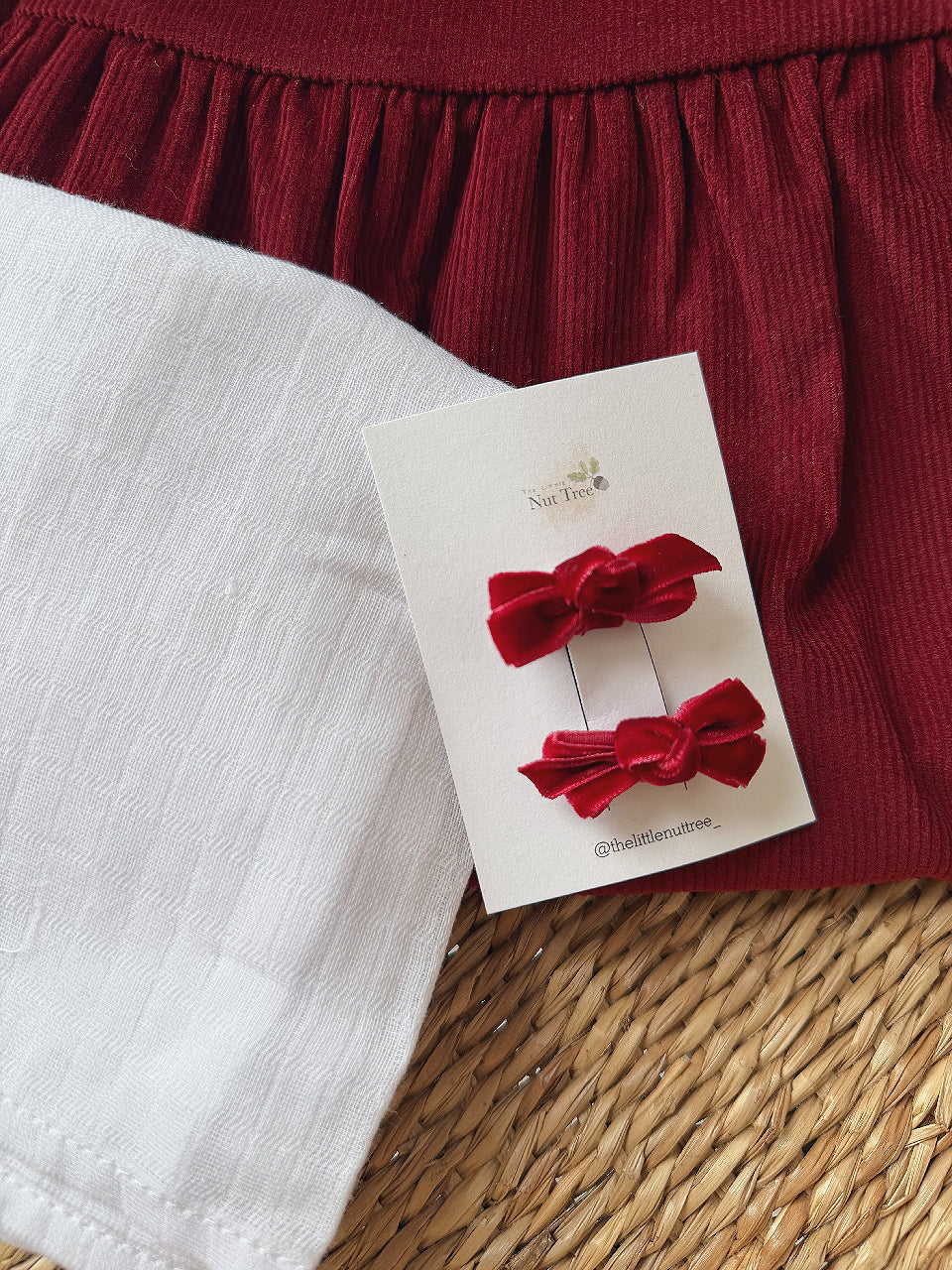 VELVET PETIT BOW SET - BERRY KISS