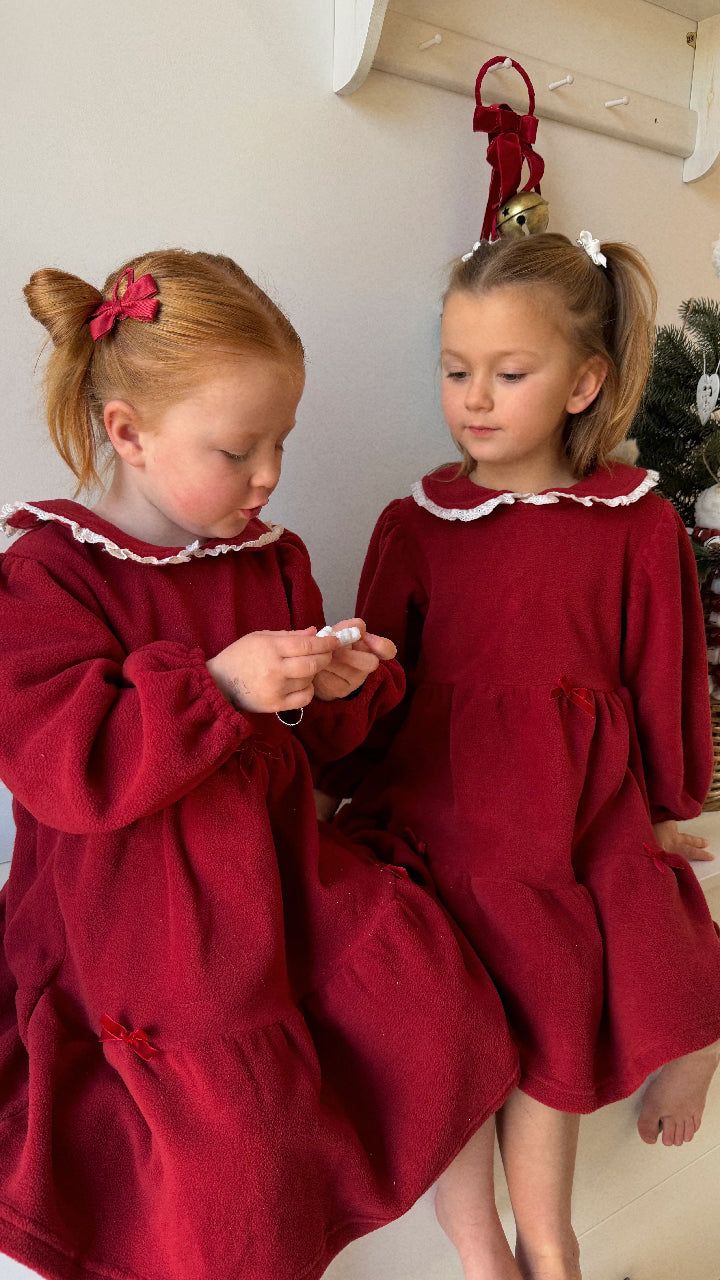 HOLLY BERRY FLEECE TIERED DRESS