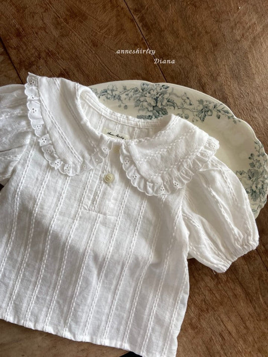 White Broderie Collared Blouse - Anne Shirley image 0