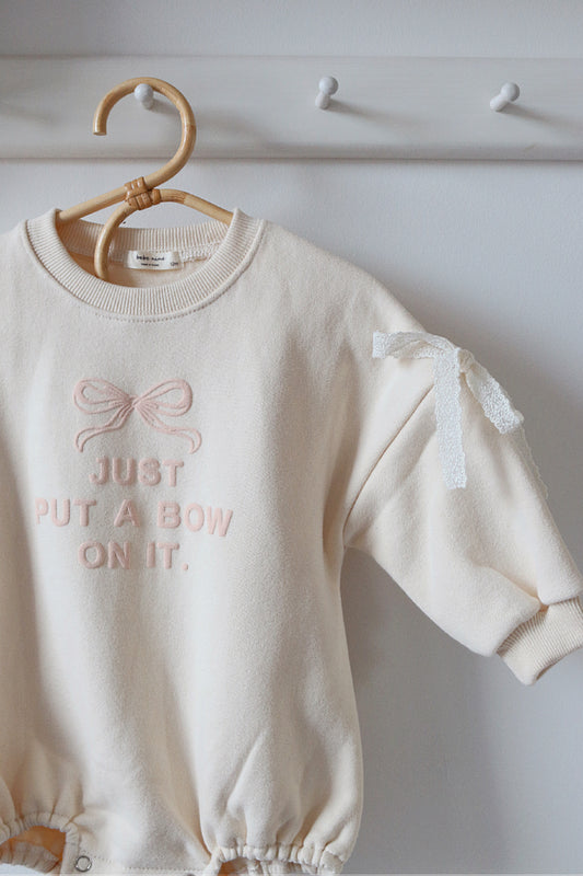 JERSEY BOW ROMPER - SOFT IVORY