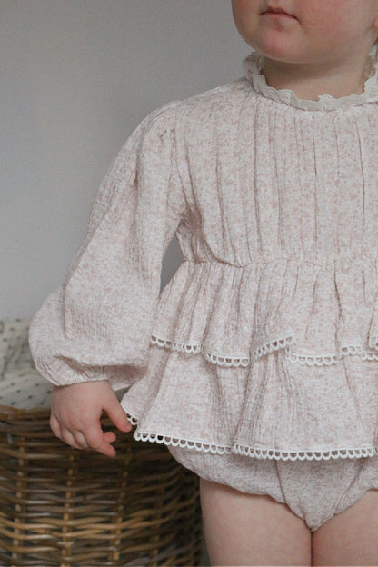 Dainty Bloom Muslin Cotton Ruffle Romper image 1