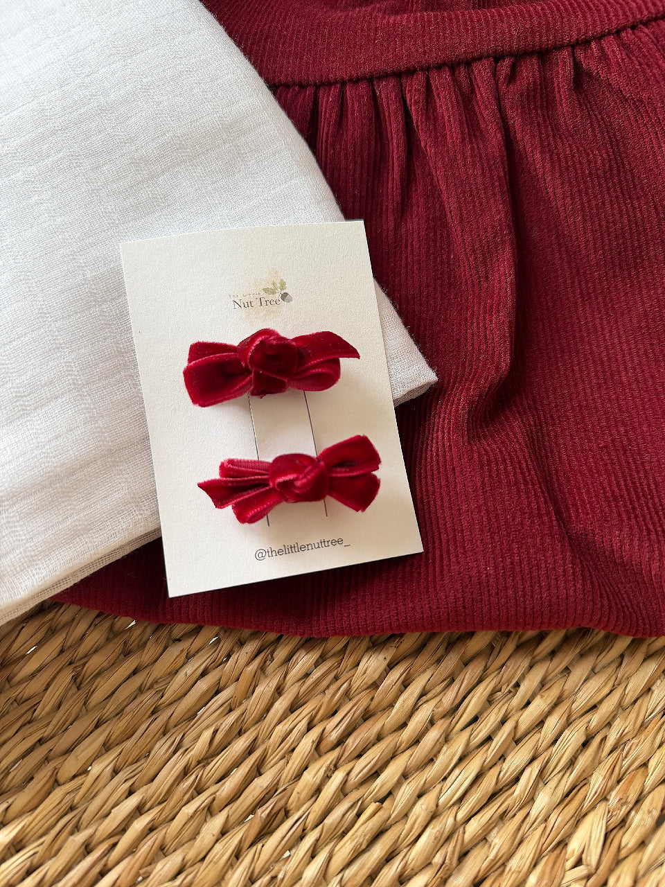 VELVET PETIT BOW SET - BERRY KISS