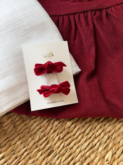 VELVET PETIT BOW SET - BERRY KISS