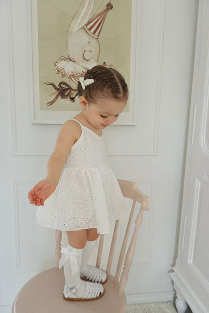 White Broderie Cotton Skirted Romper image 0