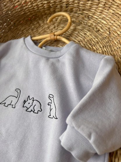 DINOSAUR EMBROIDERED JERSERY ROMPER