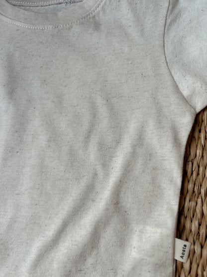 BOXY STYLE LINEN T-SHIRT - OATMEAL