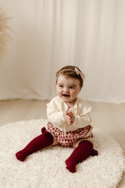 RED CREAM COTTON FRILLED BLOOMERS