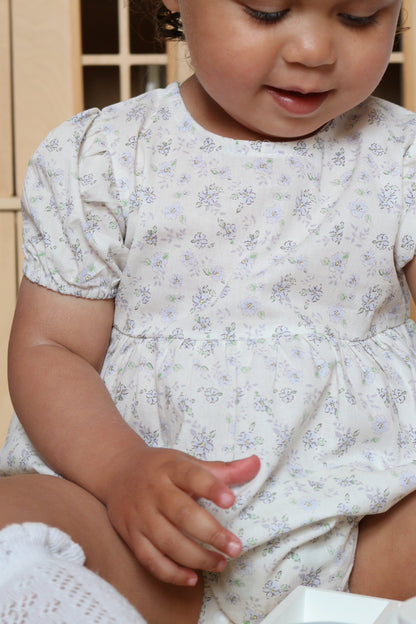 DAINTY BLUE FLORAL COTTON ROMPER