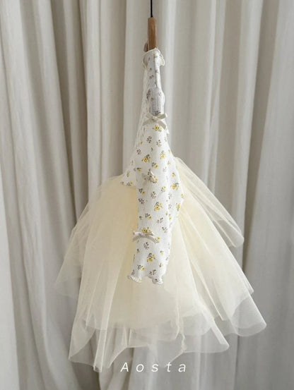 DITSY FLORAL COTTON FRILL DRESS WITH TULLE SKIRT