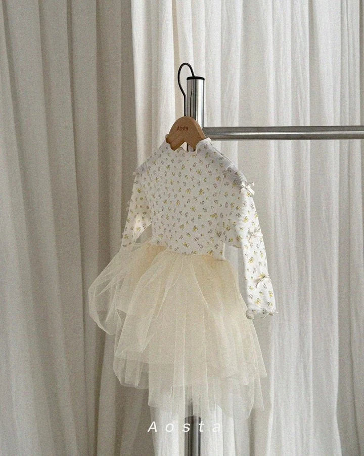 DITSY FLORAL COTTON FRILL DRESS WITH TULLE SKIRT