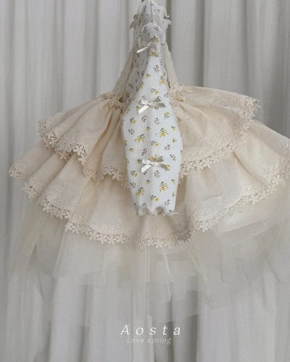 DITSY FLORAL COTTON FRILL DRESS WITH TULLE SKIRT