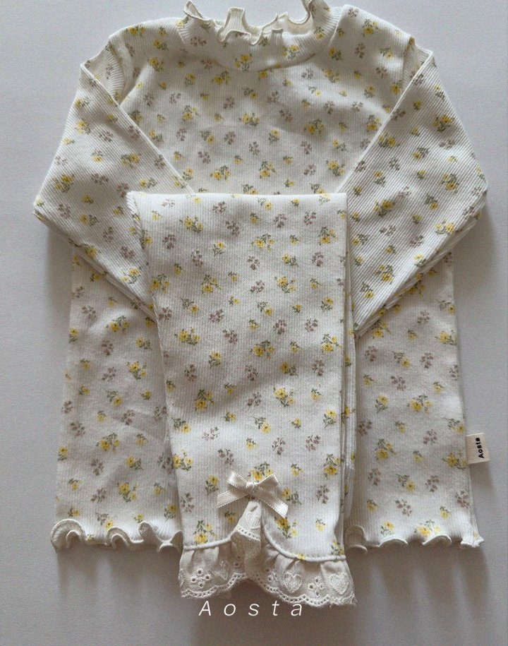 RIBBED COTTON BRODEDRIE LEGGINGS