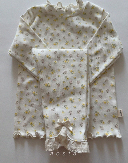 RIBBED COTTON BRODEDRIE LEGGINGS