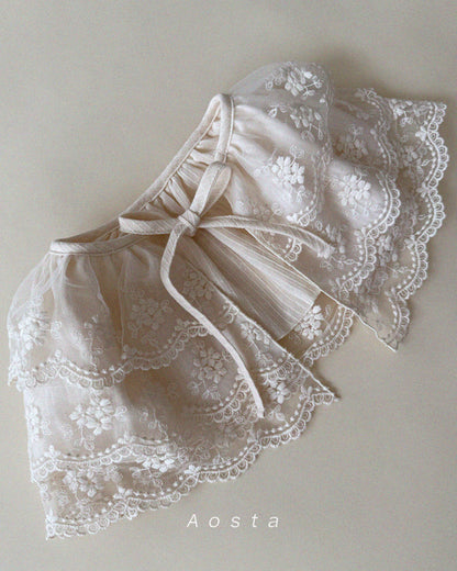 LACED EMBROIDERED COTTON SKIRT/CAPE