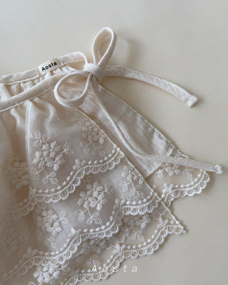 LACED EMBROIDERED COTTON SKIRT/CAPE