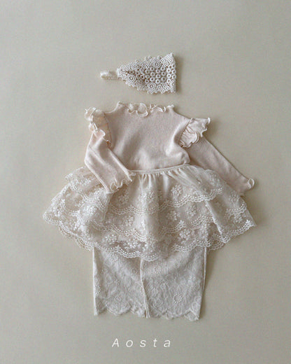 LACED EMBROIDERED COTTON SKIRT/CAPE