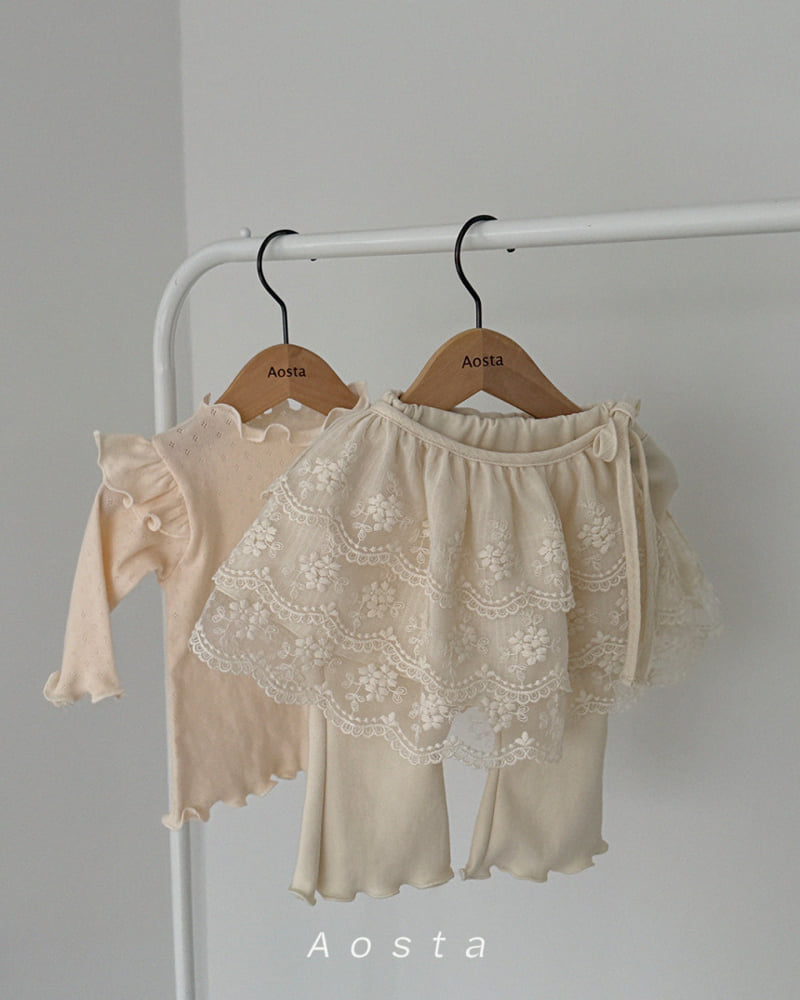 LACED EMBROIDERED COTTON SKIRT/CAPE