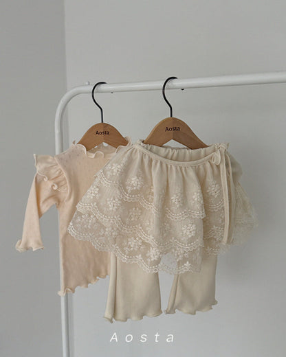 LACED EMBROIDERED COTTON SKIRT/CAPE