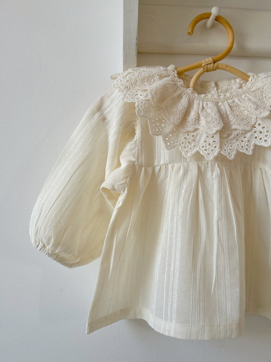 BRODERIE COTTON COLLAR BLOUSE