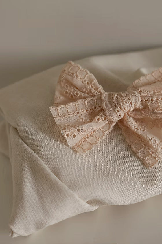 BRODERIE COTTON BOW - APRICOT
