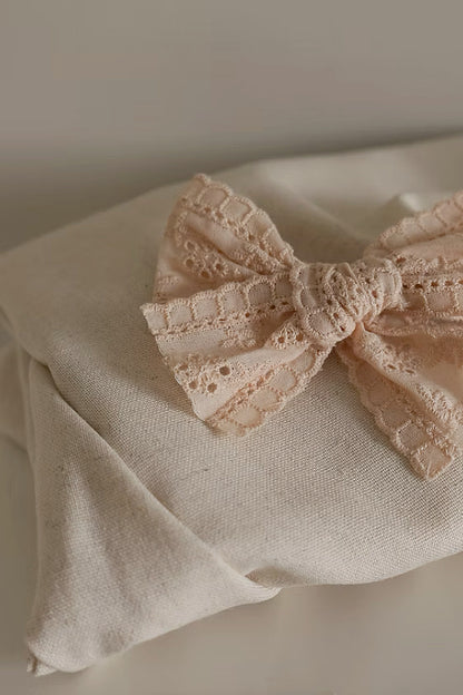 BRODERIE COTTON BOW - APRICOT